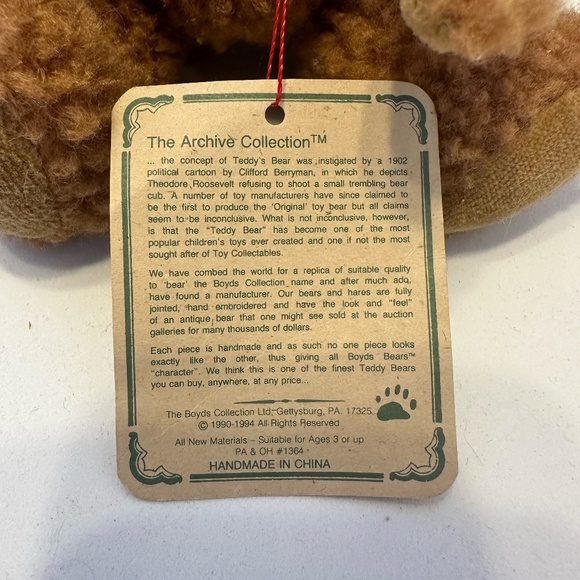 1990 Boyds Bear Archive Collection Perry Medium L/E Stuffed Animal - Picture 7 of 7